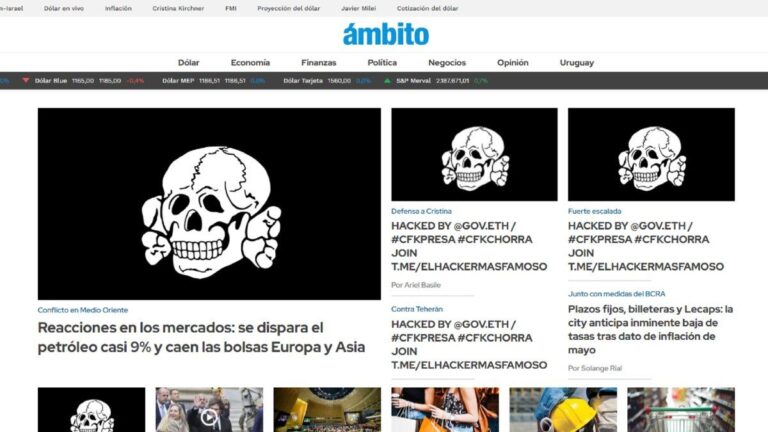 Hackearon Ámbito.com: «#CFKPRESA»