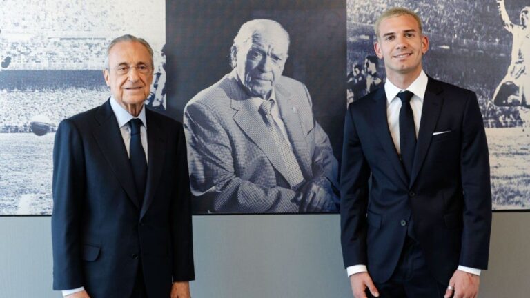Los elogios de Florentino Pérez a River en la presentación de Mastantuono en Real Madrid