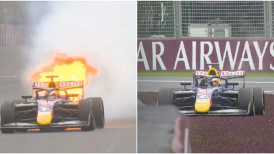 Accidentado debut argentino: el monoplaza de Mattia Colnaghi terminó envuelto en llamas en la Fórmula 3