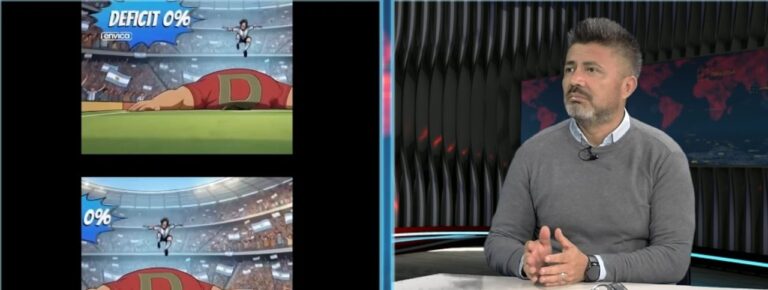 Fotograma o referencia al video del presidente Javier Milei vestido de arquero de fútbol.