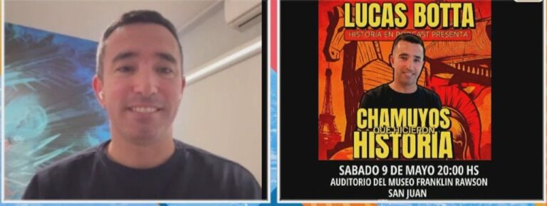 Lucas Botta en el Auditorio del Museo Franklin Rawson durante el show Chamuyos que hicieron historia
