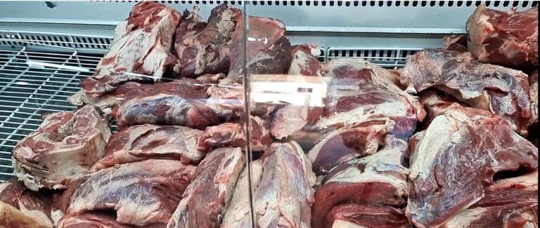 Interior de una carnicería en San Juan con mostrador y diferentes cortes de carne