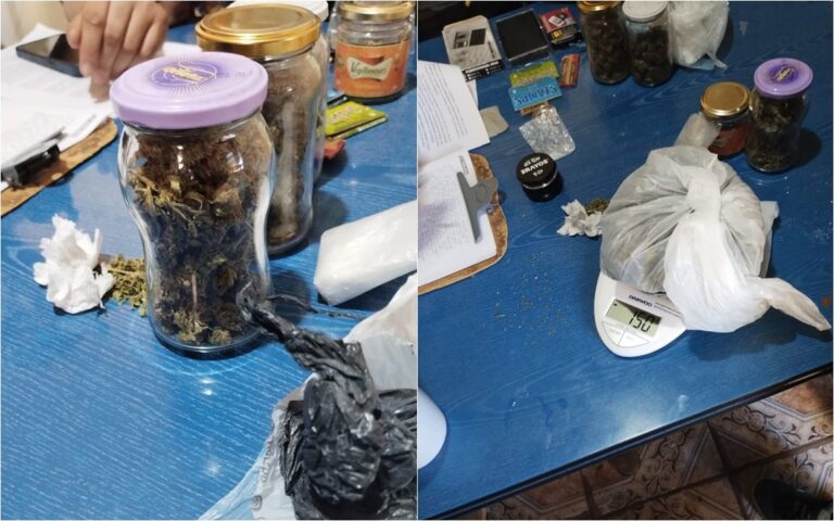 Policía en allanamiento en barrio Los Pinos, Rivadavia, con droga secuestrada
