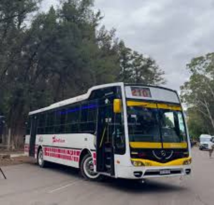 Colectivo de la línea 210 de RedTulum circulando por una calle de San Juan