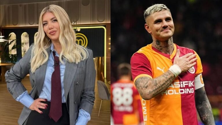 Wanda Nara posa junto a una colección de carteras de marcas de lujo como Chanel y Hermès.